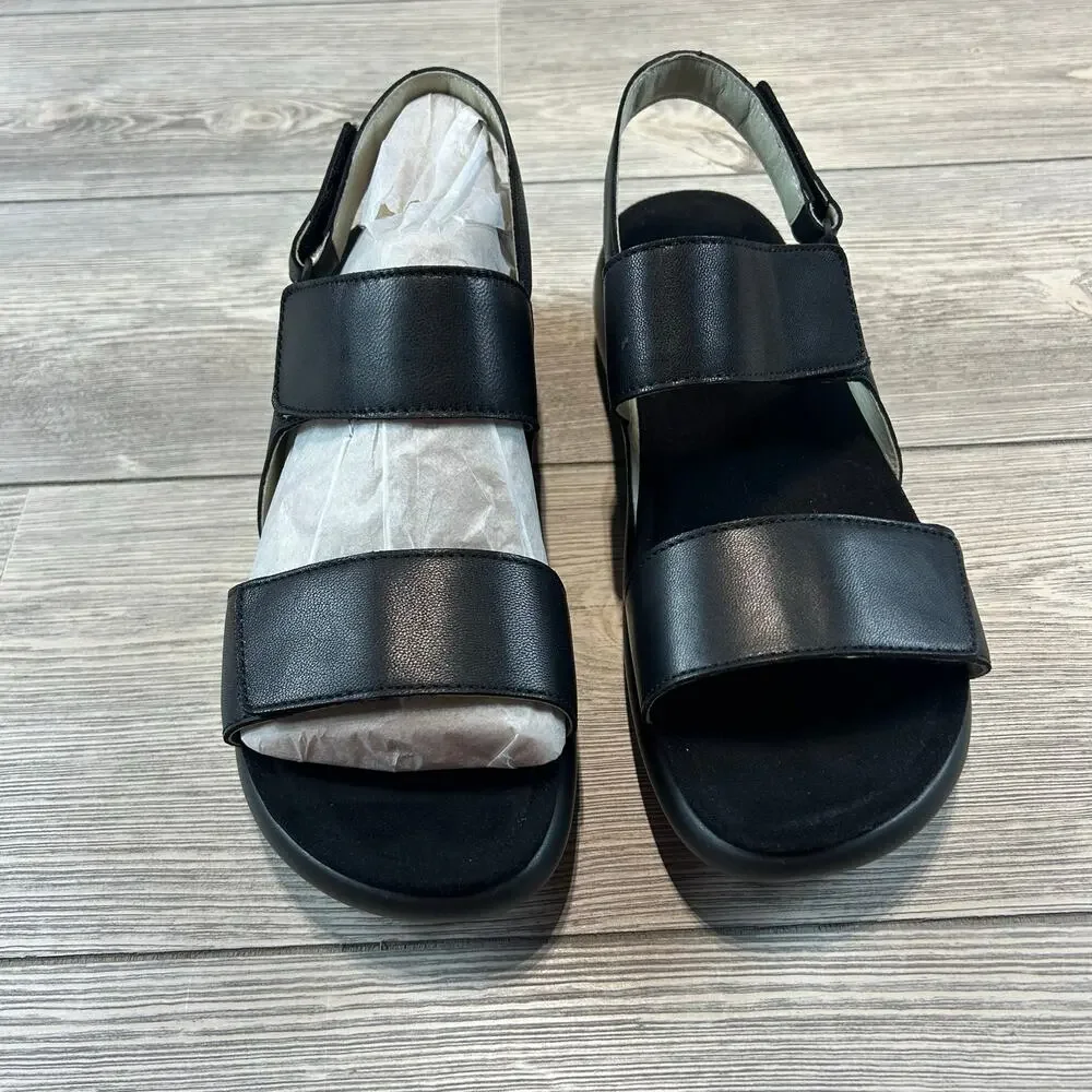 Alegria Bailee Women's Black Leather Triple Strap Sandals NIB Size 40 9.5-10 - Picture 2 of 7
